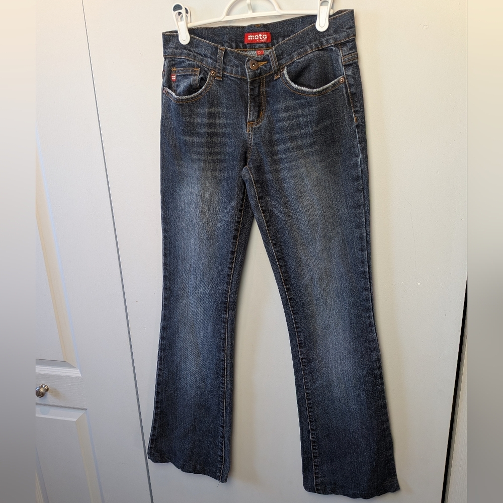 Y2K MOTO Vintage 2000 Flare Low Waist Women Jeans Size 27 Blue Color